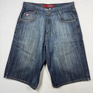 Mecca Denim Shorts Men 36 Blue Denim Jean Jorts Baggy Long Streetwear Y2K